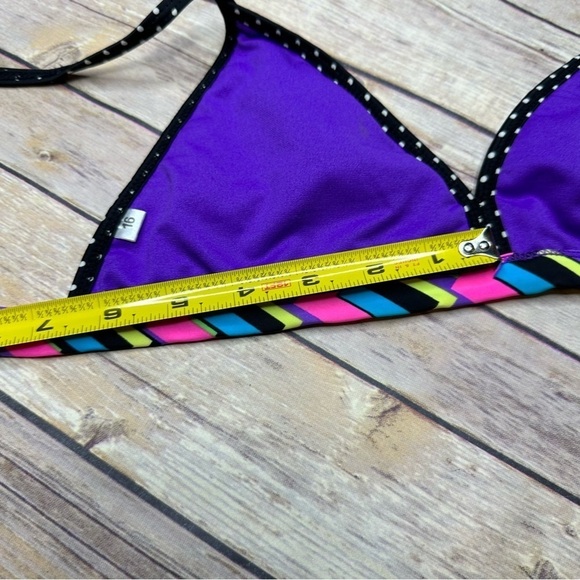 Vintage Breaking Waves Tween Juniors Size 16 Zig Zag 90's Retro Neon Bikini Swim - Picture 9 of 15